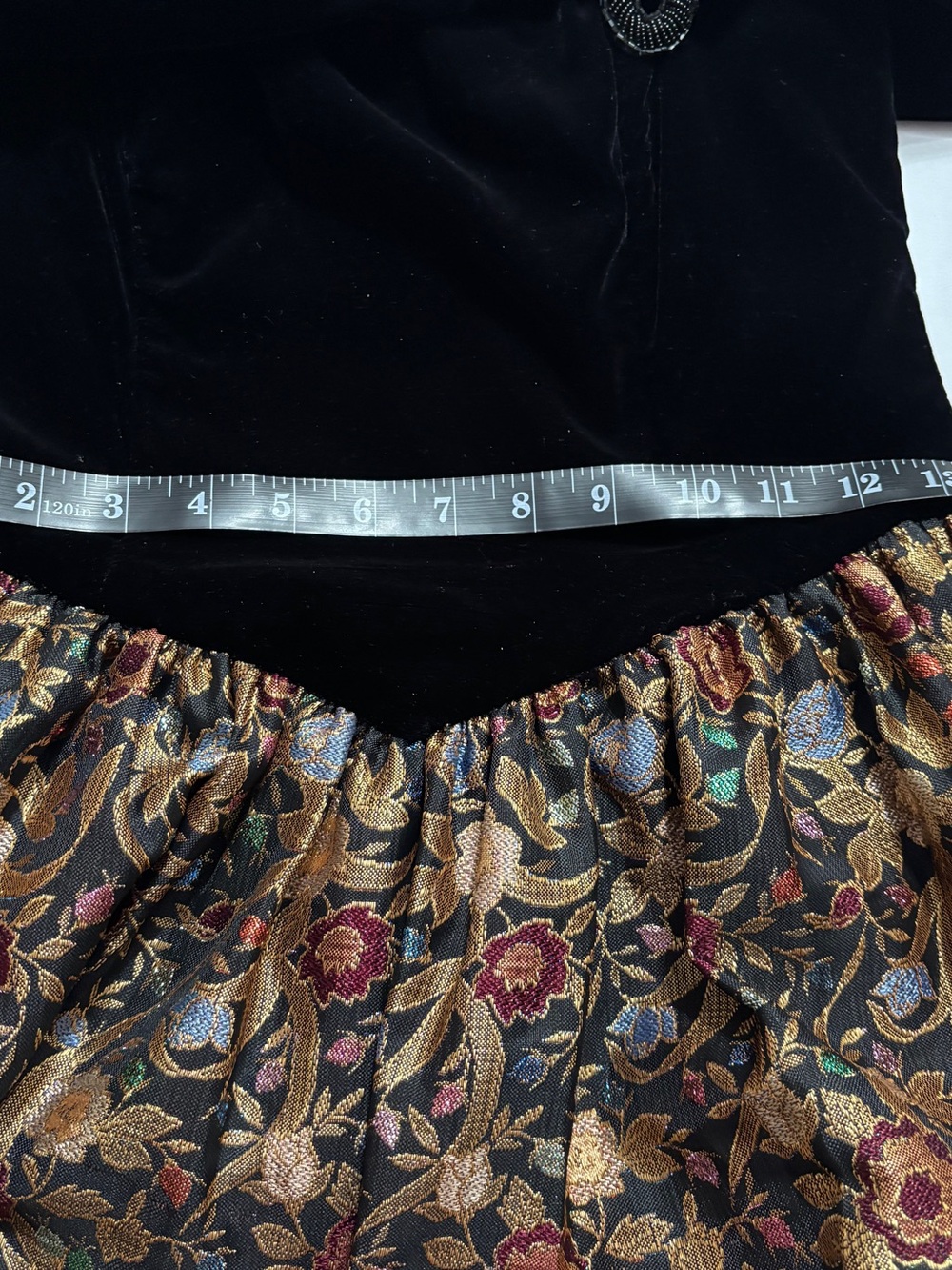Vintage Jessica McClintock Size 8 Velvet Bodice Metallic Brocade Dress - Picture 8 of 9